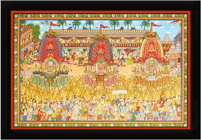 Braj Art Gallery Lord Jagannath Puri Rath Yatra Pattachitra Painting Photo Frame Digital Reprint 13.5 inch x 19.5 inch Painting