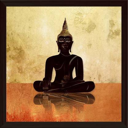 Artzfolio Buddha Canvas Painting Dark Brown Synthetic Frame 24 x 24 inch (61 x 61 cms) Canvas 24 inch x 24 inch Painting