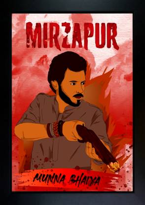 CrowdHall Munna Bhaiya Mirzapur Web Series Posters Frame for Room & Office Digital Reprint 13.5 inch x 10 inch Painting