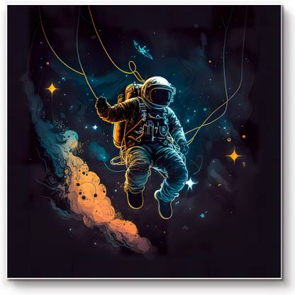 A1 SQUARE Canvas Painting for Living Room Drawing Room Astronaut Canvas 36x36inch Canvas 36 inch x 36 inch Painting