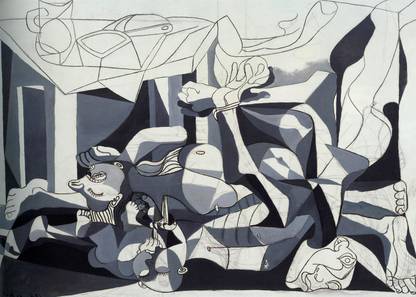 DecorAdventures *The Charnel House* (1945) by Pablo Picaso, Matt Satin Digital Reprint 14 inch x 18 inch Painting