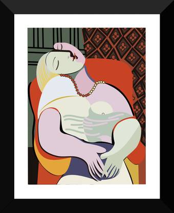 CROWN Le Reve by Pablo Picasso Painting Collection With Photo Frame and Acrylic Glass Digital Reprint 18 inch x 12 inch Painting