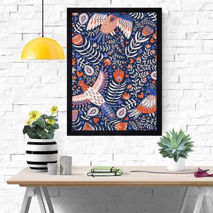 Chaque Decor Flying Birds Texture Paper Framed Art Print 19.25 Inches X 13.25 Inches Digital Reprint 19.25 inch x 13.25 inch Painting