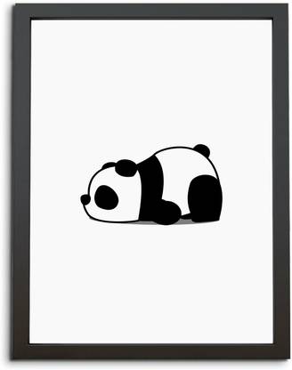 TheKarkhana Cartoon Cute Lazy Panda Wall Frame Hanging Art Frame for Kids Room Digital Reprint 13.1 inch x 9.2 inch Painting