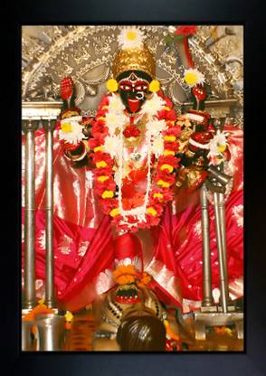 CrowdHall Dakshineswar Kali Photo Frame Digital Reprint 13.5 inch x 10 inch Painting