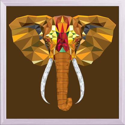 Artzfolio Elephant Head Canvas Painting White Synthetic Frame 24 x 24 inch (61 x 61 cms) Canvas 24 inch x 24 inch Painting