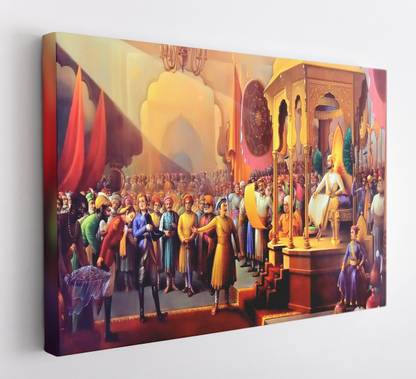 GIFTMASTER Shivaji Maharaj Photo Frame Rajyabhishek Wall Painting For Decoration Canvas 12 inch x 18 inch Painting