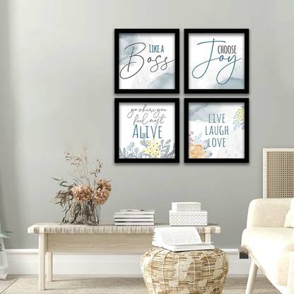 Like a Boss Portrait Theme Painting Wall Art Paintings- Framed Wall Art Posters - Framed Painting / Hangings (11x11 Inch) Set of 4 Paper Print