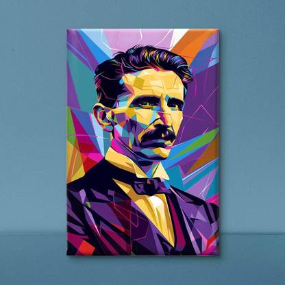 saf Nikola Tesla Pop Art Canvas 24 inch x 18 inch Painting