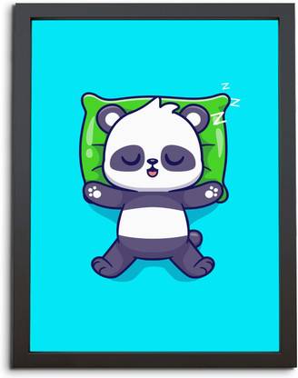 TheKarkhana Cartoon Cute Sleeping Panda Laminated (Without Glass) Digital Reprint 12 inch x 8 inch Painting