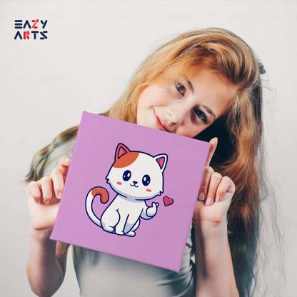 EAZY ARTS EAZY ARTS Cute Cat Paint By Numbers Kit For Kids Canvas 11.81 inch x 11.81 inch Painting