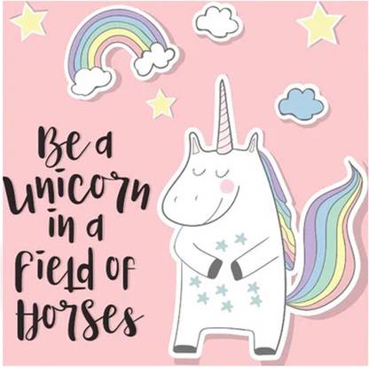 Chaque Decor "Be a Unicorn In a Field of Horses" Motivational Quotes Texture Paper Art Print Digital Reprint 9.5 inch x 9.5 inch Painting