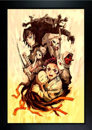 CrowdHall Demon Slayer Photo Frame | Demon Slayer Poster | Demon Slayer Frame Digital Reprint 13.5 inch x 10 inch Painting