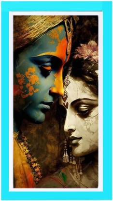MK TRADITIONAL Krishna Bhagwan Photo Freme Acrylic 17 inch x 7 inch Painting