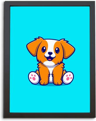 TheKarkhana Cartoon Cute Puppy Dog Poster Laminated (Without Glass) Digital Reprint 12 inch x 8 inch Painting