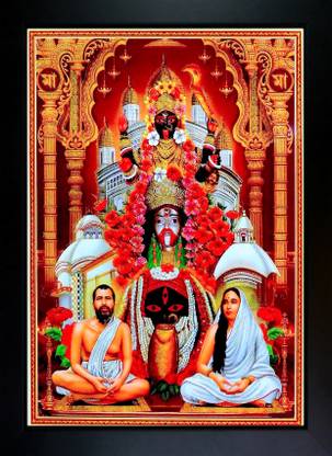 CrowdHall Kali of Kalighat |Tarapith and Dakshineshwar with Sri Ramakrishna and Maa Sarada Digital Reprint 13.5 inch x 10 inch Painting