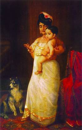 SCPmarts Raja Ravi Varma Canvas Print Wall Painting Here Comes Papa Canvas 36 inch x 24 inch Painting