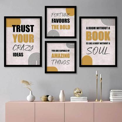 Motivational Quote Wall Frames - Framed Wall Posters for Living Room Bedroom Home and Office Wall Decor - Quotes Posters with Frame Paper Print