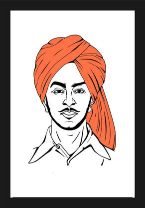 jog craft veer bagat singh photo frame, bagat singh photo Digital Reprint 20 inch x 14 inch Painting