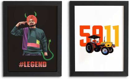 TheKarkhana Artist Sidhu Moosewala Devil Look Vaar Legend Love Laminated (Without Glass) Digital Reprint 12 inch x 8 inch Painting