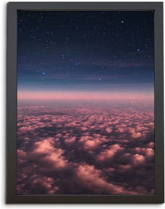 TheKarkhana Pink Clouds Blue Hue TEXTURED PAPER (NON LAMINATED WITHOUT GLASS) Digital Reprint 12 inch x 8 inch Painting