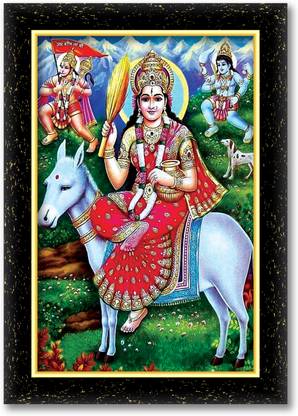 KSS SHREE SHITALA DEVI photo frame (Wood Base and Front Laminated) Acrylic 12 inch x 18 inch Painting