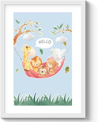 SC CREATIVES Besties Bear & Elephant Nursery Wall Art | Wall Decor | Ready To Hang Digital Reprint 12 inch x 9 inch Painting
