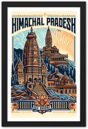 Ritwika's Modern Wall Art Of Himachal Pradesh Cultural Heritage Place Frame Poster Digital Reprint 19.5 inch x 13.5 inch Painting