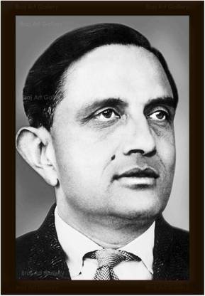 Braj Art Gallery Vikram Sarabhai Father of Indian Space Program Photo Frame Digital Reprint 19.5 inch x 13.5 inch Painting