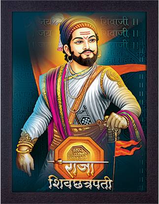 Masstone Chhatrapati Shivaji Maharaj UV Matt Textured Effect Framed HD Digital Reprint 14 inch x 11 inch Painting