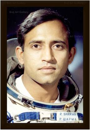 Braj Art Gallery Rakesh Sharma Air Force Pilot Photo Frame Digital Reprint 19.5 inch x 13.5 inch Painting