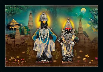 Dharvika Innovations Vitthal Photo Frame | Vitthal Rukmini Photo Frame Digital Reprint 14 inch x 11 inch Painting