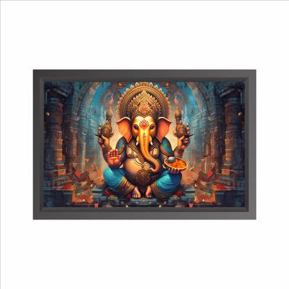 Euonia Decors Framed , Sri Ganesha painting-12x18 Inch for Bed Room and Living Room Digital Reprint 18 inch x 12 inch Painting