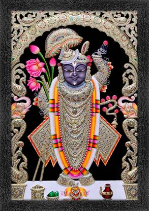 Dharvika Innovations Shrinathji Photo Frame, Shrinathji Paintings for living room Digital Reprint 20 inch x 14 inch Painting