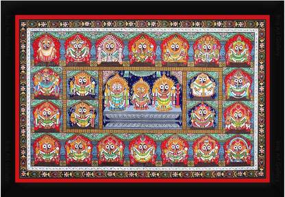 Braj Art Gallery Lord Jagannath 24 Avatar Darshan Pattachitra Painting Photo Frame Digital Reprint 13.5 inch x 19.5 inch Painting