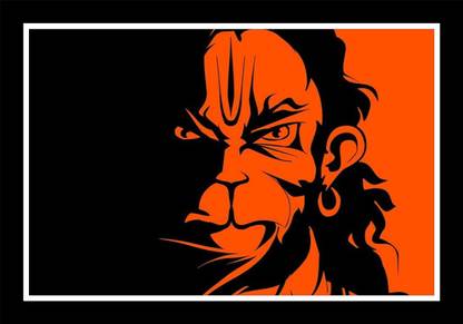 jog craft hanuman ji painting| hanuman ji photo frame| religious hanuman| wooden art Digital Reprint 14 inch x 20 inch Painting
