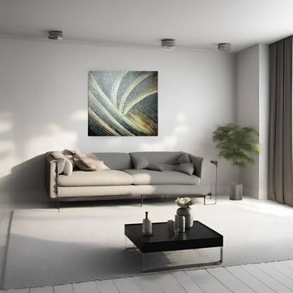 Kayra Decor Handmade Canvas Art Painting with Wooden Frame for Wall 3D Glitter Artwork Oil 32 inch x 32 inch Painting