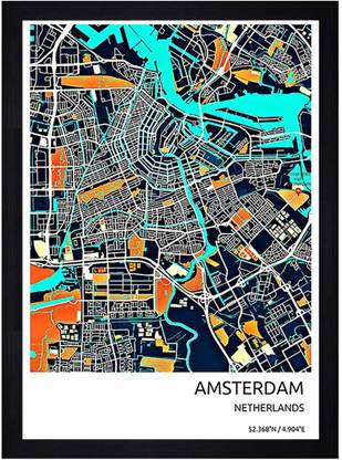 Gallery99 "Barcelona Map" Texture Paper Framed Art Print Digital Reprint 13.25 inch x 19.25 inch Painting