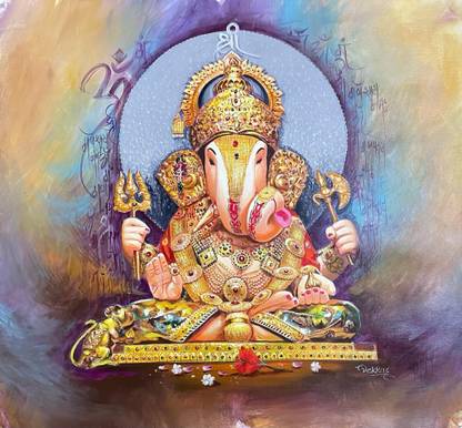 Artacestudio Dagdusheth Ganapati Canvas 24 inch x 24 inch Painting