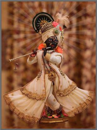 GILARIYA STORE Kanha Ji Photo Frame 12 inch x 9 inch Painting (With Frame) Digital Reprint 9 inch x 12 inch Painting