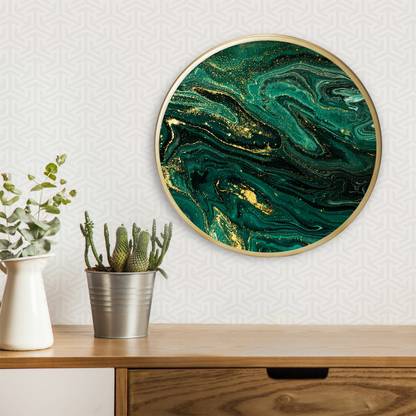 PrintCrown Greenish-Cyan Marble Art Canvas 16 inch x 16 inch Painting