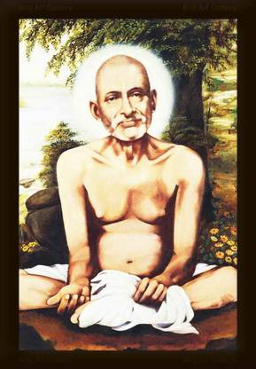 Braj Art Gallery Gajanan Maharaj Real Old Photograph Photo Frame Digital Reprint 19.5 inch x 13.5 inch Painting