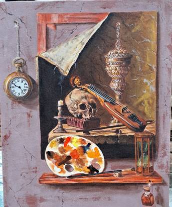 ARTS SHALA Realistic Acrylic Still Life Painting | Unique Painting Memento Mori Acrylic 22 inch x 19 inch Painting