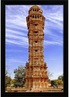 Pitaara Box Tower Of Victory Vijay Stambh Chittorgarh, India Framed Painting 14x20.6inch Canvas 20.6 inch x 14 inch Painting