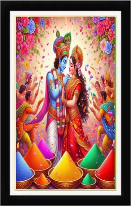 AARTKALA jai shree krishna Jay Kanhaiya Lal Ki Digital Reprint 14 inch x 10 inch Painting