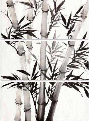 Artzfolio Bamboo Leaf Split Art Painting Panel on Sunboard 28 x 37.7 inch (71 x 96 cms) Digital Reprint 37.7 inch x 28 inch Painting