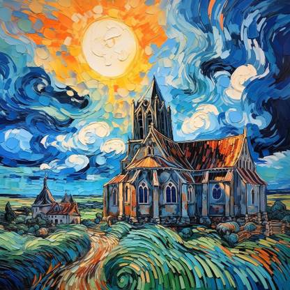 jadoun Charch Digital Art Photo Frame Digital Reprint 12 inch x 8 inch Painting