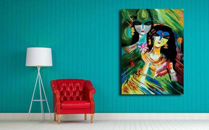 PIXELARTZ Radha Krishna Together Forever - Without Frame. Canvas 12 inch x 8 inch Painting