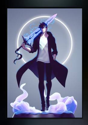 Meclay Arts Solo Leveling photo Frame | Solo Leveling Posters | Anime Photo frames Acrylic 14 inch x 10 inch Painting