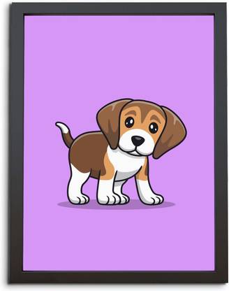 TheKarkhana Cartoon Cute Beagle Puppy Dog Laminated (Without Glass) Digital Reprint 12 inch x 8 inch Painting